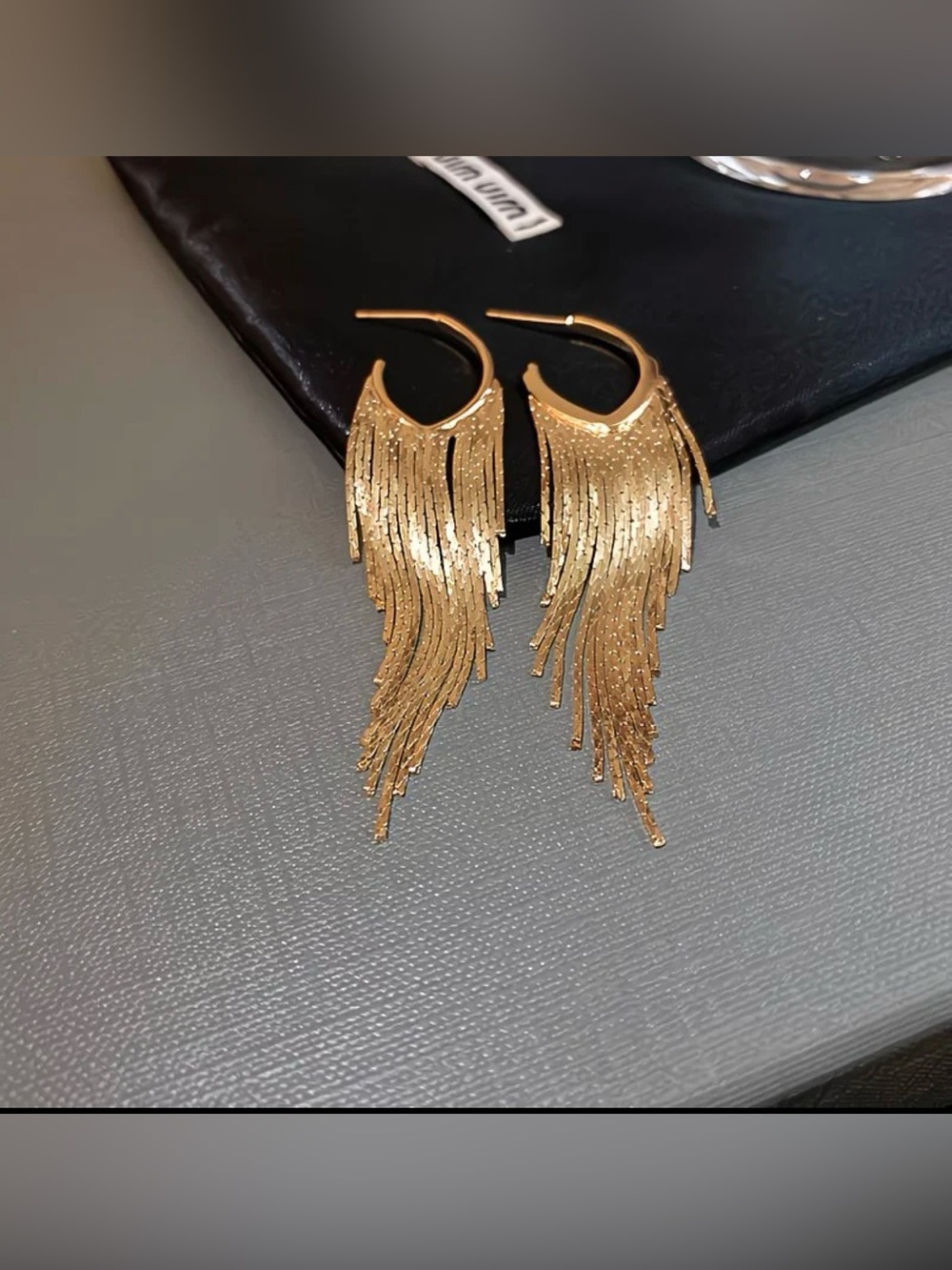 Gold Fringe Hoop Statement Earrings - Women Jewelry